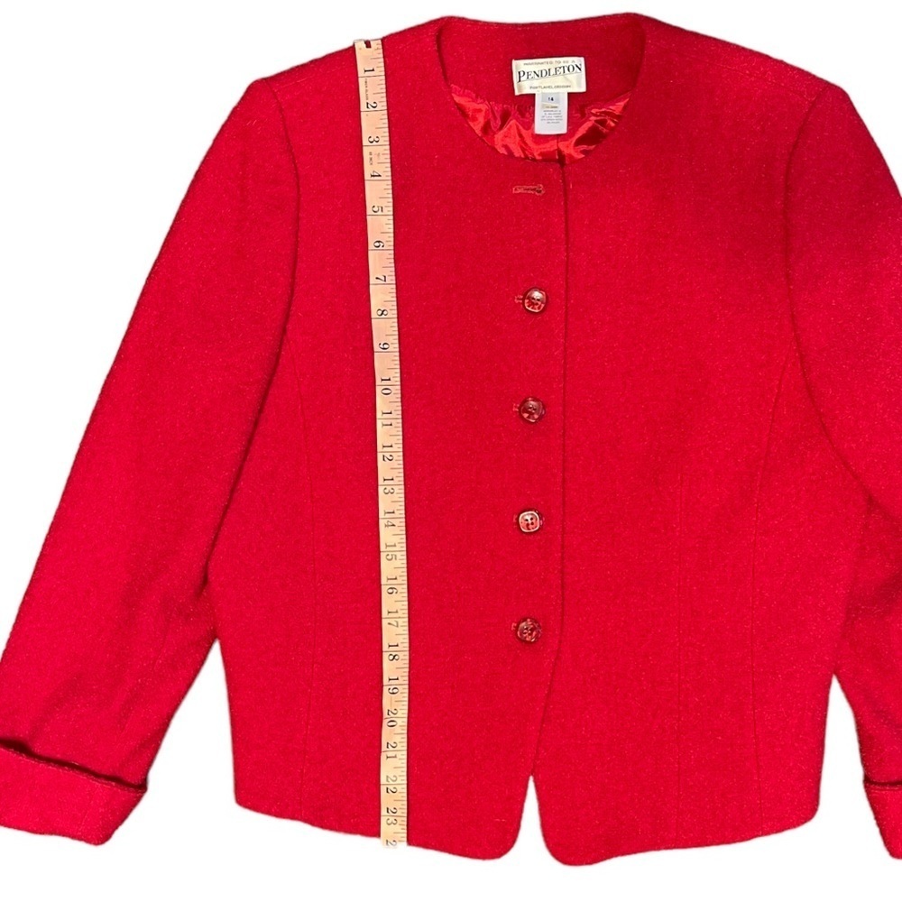 Pendleton Vintage Red Virgin Wool Collarless Prof… - image 5